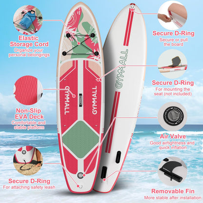 GYMMALL Stand Up Paddling Board, inflatable SUP board for adults and teens of all skill levels, blow up paddleboards with wide, non-slip deck, premium accessories and storage bag.