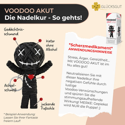 Good Luck® Voodoo Doll with Needles | 3-Pack | Gift Box & Instructions | Joke Medicine | Office Gift for Colleagues, Boss | Anti Stress | Farewell | Office