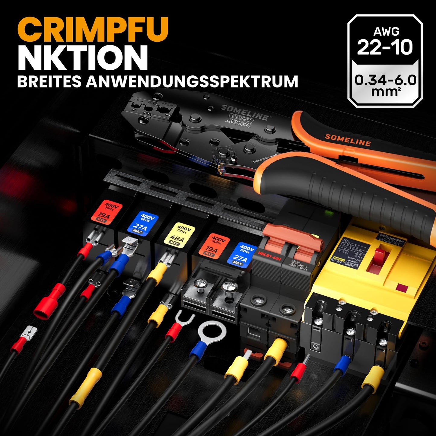 SOMELINE Crimping Tool Terminal Set, 26 Types [0.34-6mm²], Terminal Tool Set, Terminal Crimping Tool, for Cable Terminals Crimping, Premium Crimping Tools, Crimp Tool, Press Tool, Terminal Tool Set