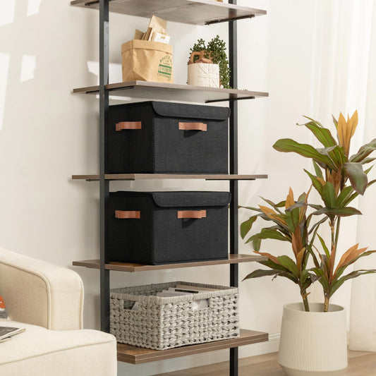 GRANNY SAYS Storage Bins with Lid, Set of 2 Fabric Storage Boxes, Foldable Organizer Box with Lid, Storage Baskets for Clothes, Black Foldable Boxes with Lid for Closet