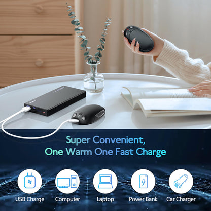 Electric hand warmer, 2-pack rechargeable hand warmer with 4 heat modes. Ideal warm gift for outdoor sports, golf, camping.