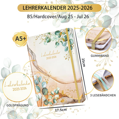 Teacher planner 2025 2026, teacher planner 2025 2026 a5 from August 2025 to July 2026, school planner 2025 2026 for teachers, 17.5 x 25 cm, hardcover teacher planner, slip pocket