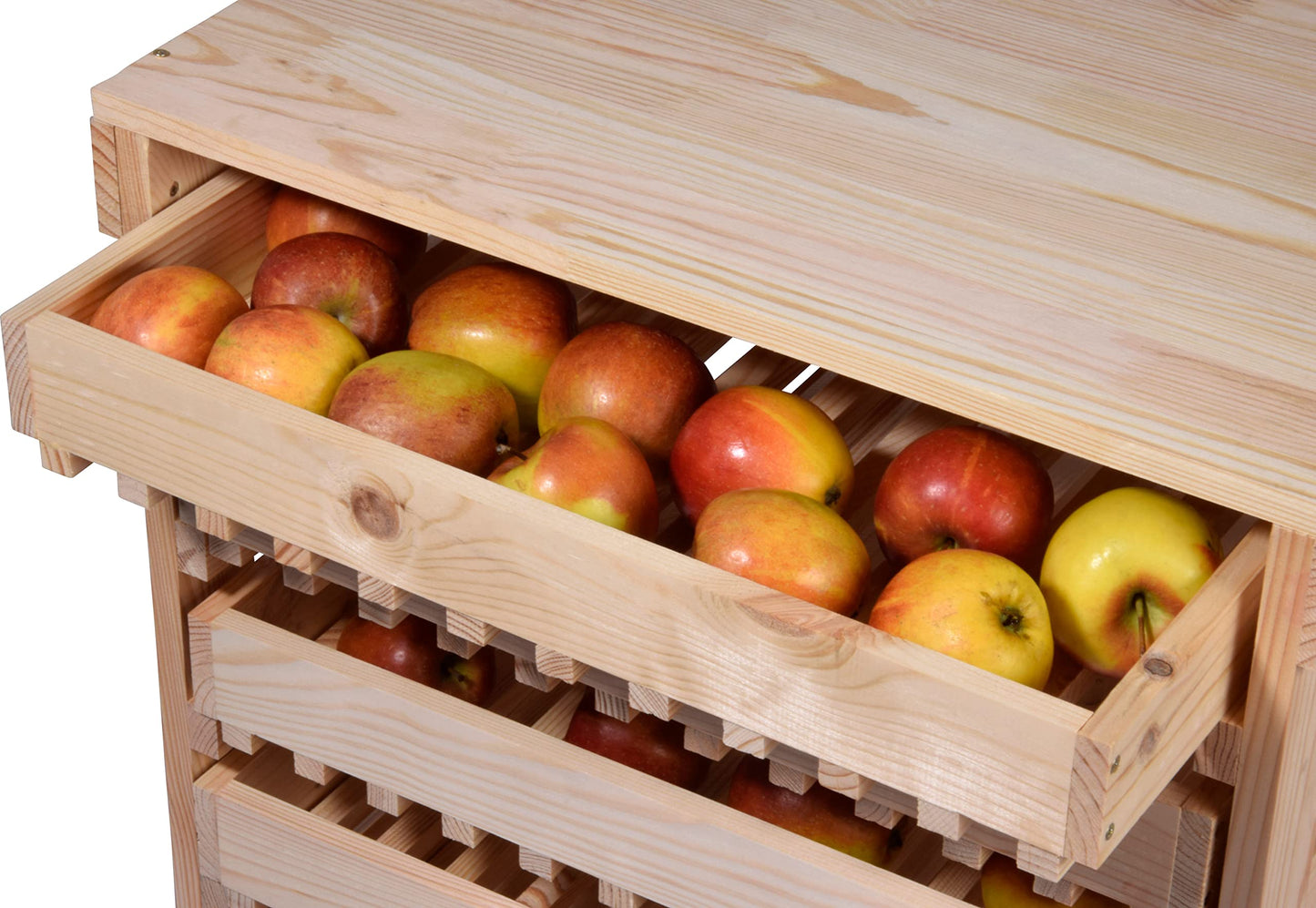 dobar® Green Label 29024FSCe apple crate with 6 drawers | Solid wood fruit crate | Food storage rack | Apple box | Fruit box | 51 x 40.5 x 70.5 cm | Solid pine natural