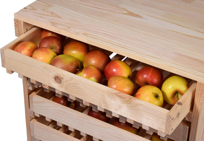 dobar® Green Label 29024FSCe apple crate with 6 drawers | Solid wood fruit crate | Food storage rack | Apple box | Fruit box | 51 x 40.5 x 70.5 cm | Solid pine natural