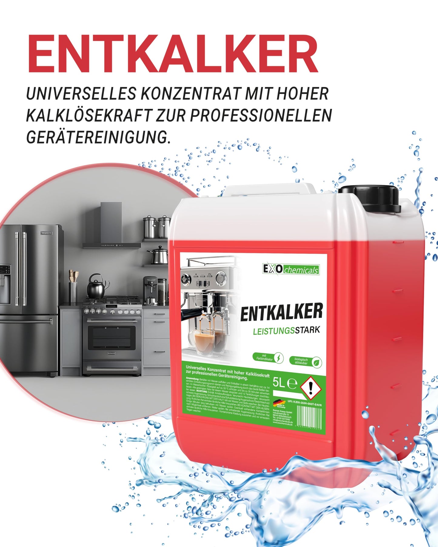 Universal descaler in a 5 liter canister for coffee machines and fully automatic machines | universally applicable for powerful device cleaning | for 40 applications (5 liters)