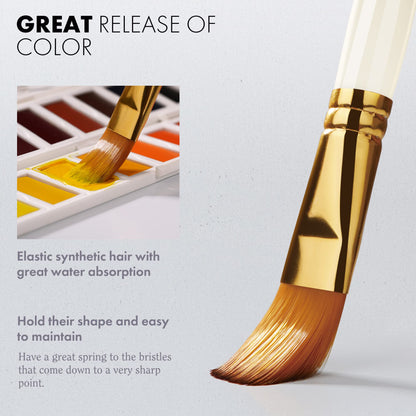 ARTIFY 18-piece brush set, suitable for acrylic, oil, gouache, watercolor brushes including pop-up carrying case with palette and 2 sponges - white.