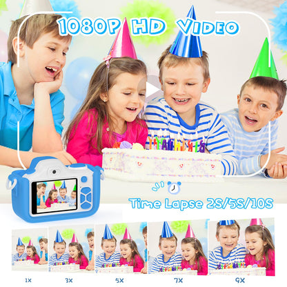 Kriogor Kids Camera, Digital Camera for Selfies and Videos with 16MP/Dual Lens/2" Screen/1080P HD/32G TF Card/9x Digital Zoom. Perfect birthday gift for kids.
