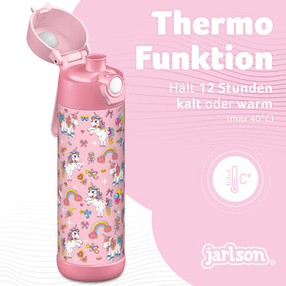 JARLSON® Kids Water Bottle "MALI" - Stainless Steel Thermos Bottle - BPA free - Leakproof - Kids Bottle with Chug Lid - Bottle for School, Kindergarten - 350ml (Unicorn, 500ml)