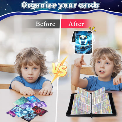 Card collecting album, Portable PU trading card album, 50 pages 900 card capacity card binder, Gifts for collectors and kids.