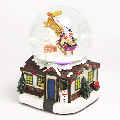 XL LED Snow Globe Christmas electric snow whirl, many melodies and color changes Christmas house glitter ball