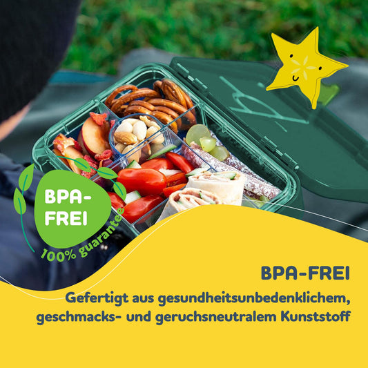 Slurp Junior lunch box for kids with compartments, colorful, divided & leak-proof, BPA-free lunchbox for daycare, bento box, safe snack box.