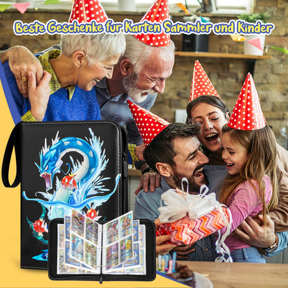 Pokemon card collection album, 400 cards, 4 pockets per page, 50 pages in total. Made of high quality waterproof PU leather. Perfect gift for kids.