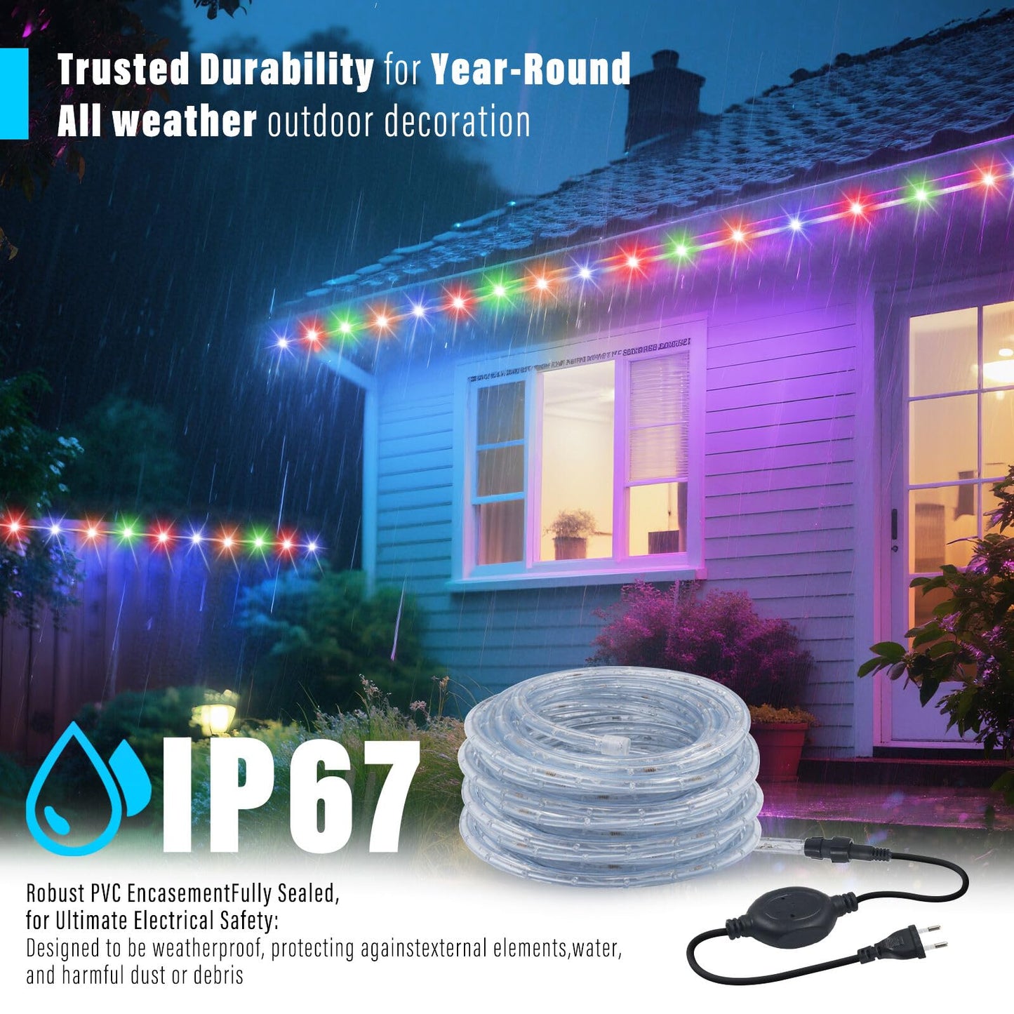 KISUFU 5M LED Strip Rope Lights, 220V LED Light Tube Outdoor, 240 LEDs/m Indoor Warm White LED Fairy Lights for Garden Decoration, Outdoor LED Lights Waterproof LED Tube