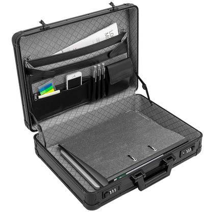 anndora aluminum briefcase black attaché case with combination lock