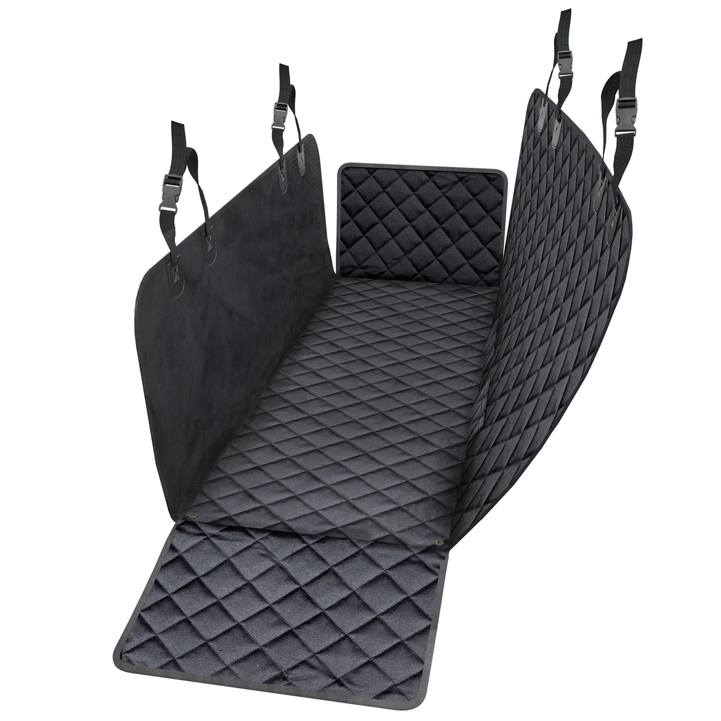 WhizProducts® Basic dog blanket for car back seat with side protection and seat anchors - waterproof car dog blanket back seat for travel & transport for dogs - Sturdy dog mat for the car back seat.