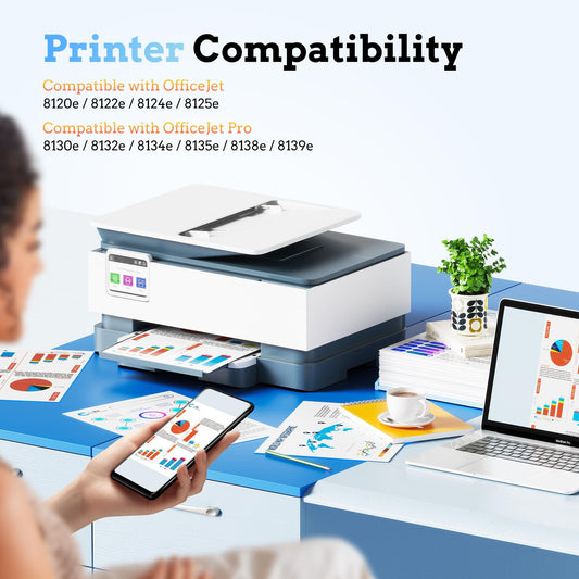 LxTek 924 printer cartridges 924 Multipack 924e Compatible for HP 924 cartridges for HP Officejet Pro 8132e cartridges for Officejet Pro 8122e 9120e 9730e 8124e 8120e 8130e (4-pack, No chip)