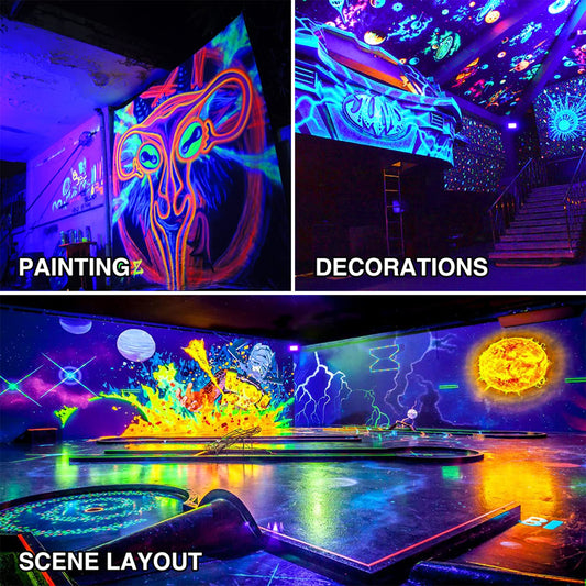 Onforu 100W LED Blacklight Floodlight, UV light with plug, IP66 waterproof, Blacklight lamp for fluorescence, Blacklight with switch, UV spotlight for bar, neon colors, party decoration