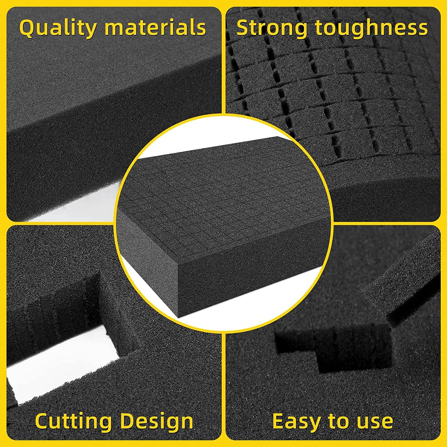 GIONAR grid foam cube foam, 2 pieces 400 x 300 x 50mm/2 pieces 400 x 300 x 10mm, tool case camera case foam, case insert, tabletop miniatures, tools