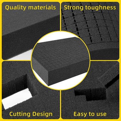 GIONAR grid foam cube foam, 2 pieces 400 x 300 x 50mm/2 pieces 400 x 300 x 10mm, tool case camera case foam, case insert, tabletop miniatures, tools