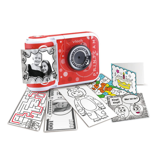 VTech KidiZoom Print Cam - Instant camera for kids with printing function, selfie and video mode, for ages 4-12 & KidiZoom carrying case in pink - Vtech 417369 kids camera, Pink