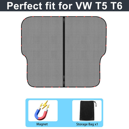 ZATOOTO car sunshade for VW T5 T6, trunk cover with triple zipper, magnetic divider curtain shade net mosquito net for camping travel.