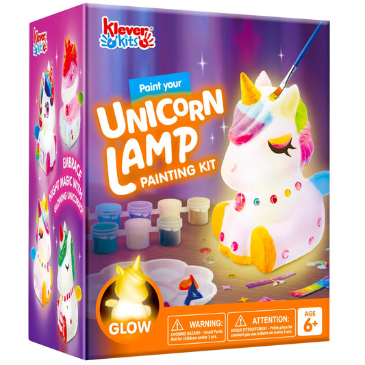 Clever Kits Unicorn Lamp DIY Craft Set for Kids 6+, Crafting for Girls 6-12, Creative Gifts for Boys and Girls, Unicorn Toy for Kids, DIY Unicorn Lamp Painting Kit
