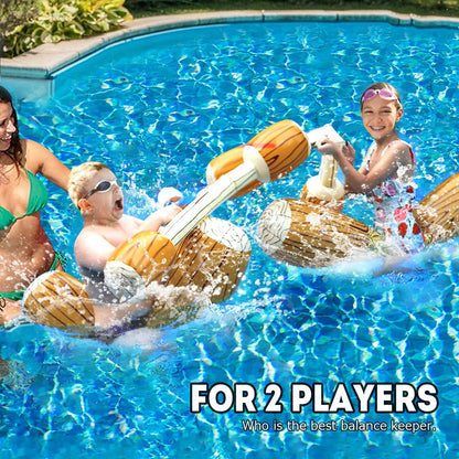 Inflatable pool toy adult battle log raft water toy children pool toys inflatable teenager outdoor toy for pool water toys pool games family for 2 players (L)