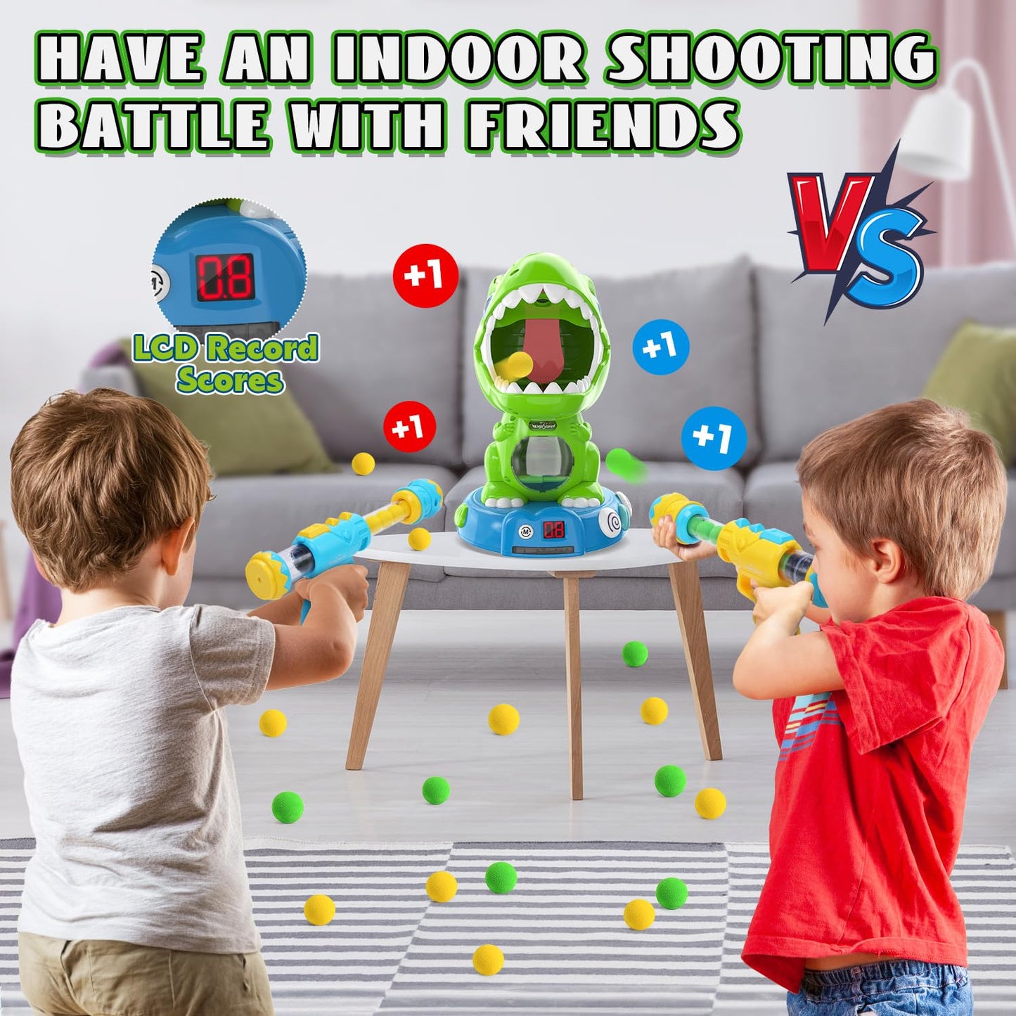 EagleStone Remote Control Dinosaur Shooting Toy for Kids, Electronic Moving Dino Shooting Game with Spay & Auto Scoring, Lights & Sounds, Party Favors, Toy for 6,7 8 Years