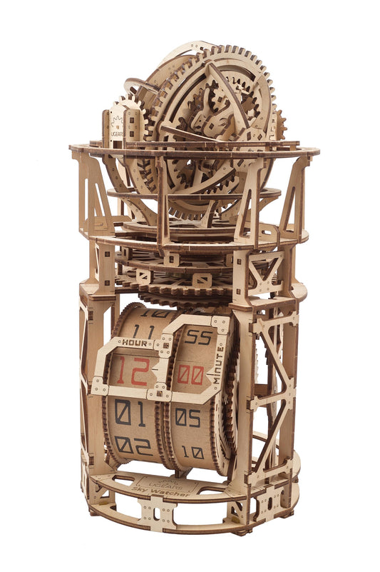 Ugears Sky Watcher Tourbillon Table Clock - 3D wooden puzzle adult watch model kit - Mechanical observatory building set with Tourbillon 3D Puzzle wood kit birthday gift - 338 pieces