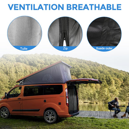 Opaltool Car Insect Net for Ford Transit Custom & Campervans, Magnetic Tailgate Rear Door Insect Screens with 4-Sided Magnets for Camping Privacy Protection.