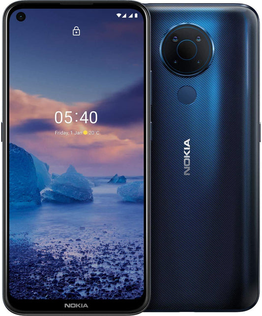 Nokia 5.4 smartphone with 6.39-inch HD+ display, 4GB RAM, 128GB storage, 48MP quad camera, Qualcomm Snapdragon 662, 2-day battery life, Android upgrades, dual SIM - Polar Night