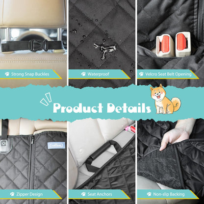 Nobility Dog Blanket for Car Back Seat Waterproof, Armrest Compatible Car Seat Covers for Dogs, Scratch-Resistant Dog Car Seat Cover for Back Seat, 137 x 121cm Universal Dog Car Mat for Back Seat