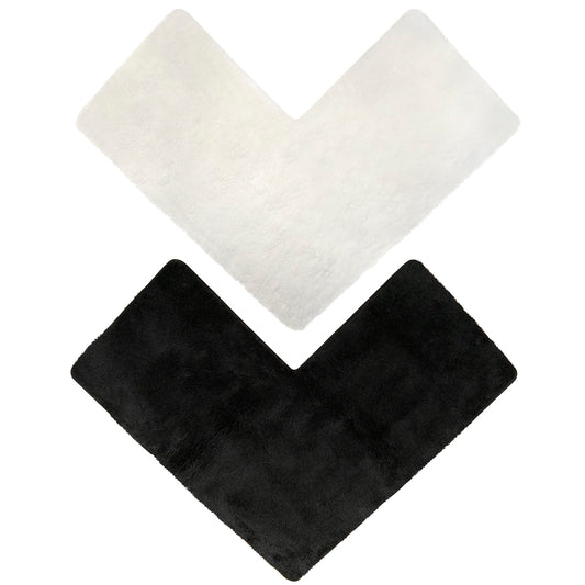 BADELIGA® corner shower mat, perfect mat for square shower enclosures. Extremely fluffy, non-slip & washable. Dryer-safe. Bath mat, bath rug with corner cutout 50 x 100 x 100 cm in black.