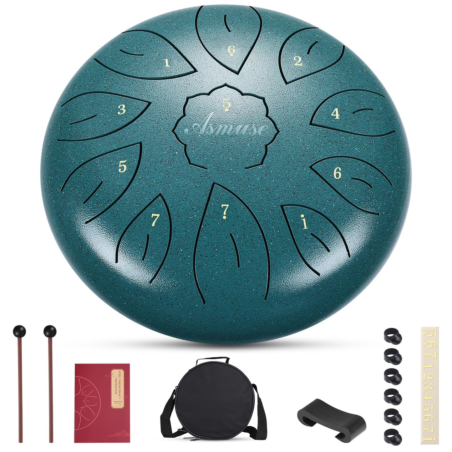 Asmuse 10" 11 Tone C Major Steel Tongue Drum, Handpan Drum for Meditation, Entertainment, Concerts, Yoga, with Carry Bag.