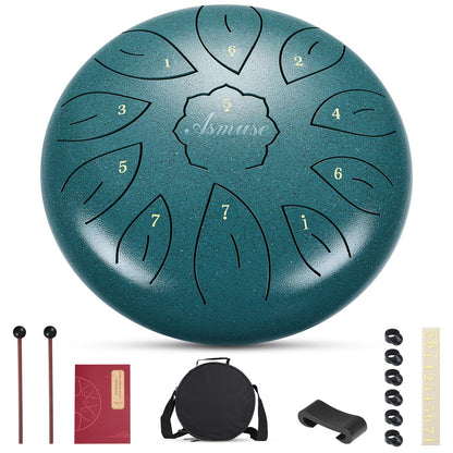 Asmuse 10" 11 Tone C Major Steel Tongue Drum, Handpan Drum for Meditation, Entertainment, Concerts, Yoga, with Carry Bag.