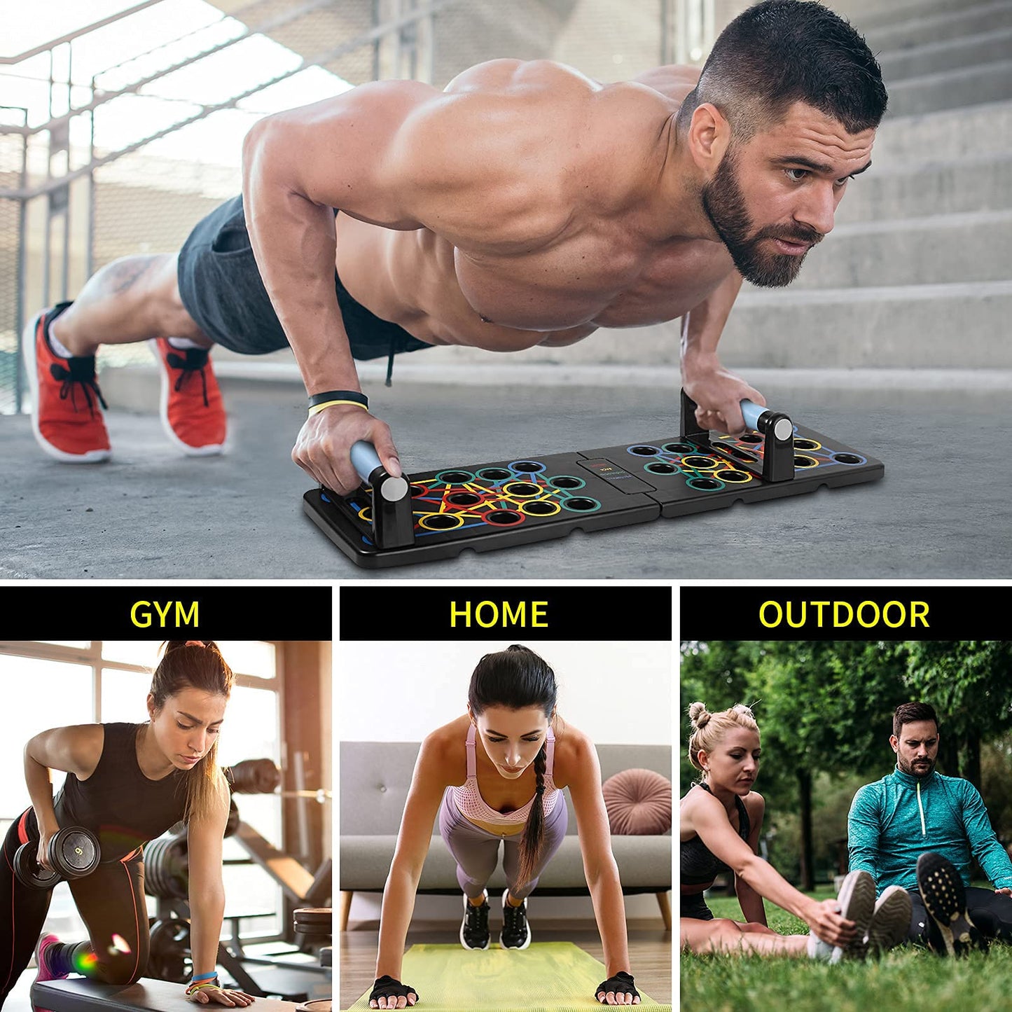 24 in 1 Push-up Board Foldable Portable Pushup Stands Home Fitness Training with Handle for Muscular Training Effectively Shape
