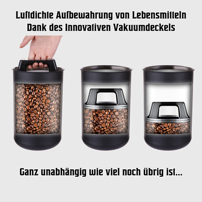 KC Kitchen & Co. Coffee canister airtight for 1 kg coffee beans - Stainless steel storage container with vacuum lid & aroma seal - Storage canister for coffee, tea, sugar, muesli - Gray (2800 ml)