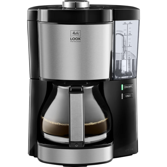 Melitta Look Perfection - Coffeemaker with removable water tank, glass carafe and drip stop, for up to 10 cups of coffee, black.