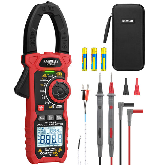 KAIWEETS 1000A AC/DC Current Clamp Meter, 6000 Count Current Measurement Clamp Meter, VFD and LoZ mode, Upgraded Black and White Screen, AC/DC, Resistance, Capacitance, Inrush Current Measurement