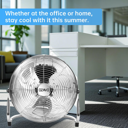 OZAVO pedestal fan, wind machine ⌀45 cm with 3 speeds, floor fan power, table fan metal, air cooler, adjustable tilt angle, 80 W.