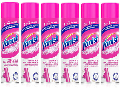 Vanish Power Foam Carpet Cleaner - Carpet Cleaning Solution - Extra strong against dirt, bad odors & dust - 6 x 650 ml