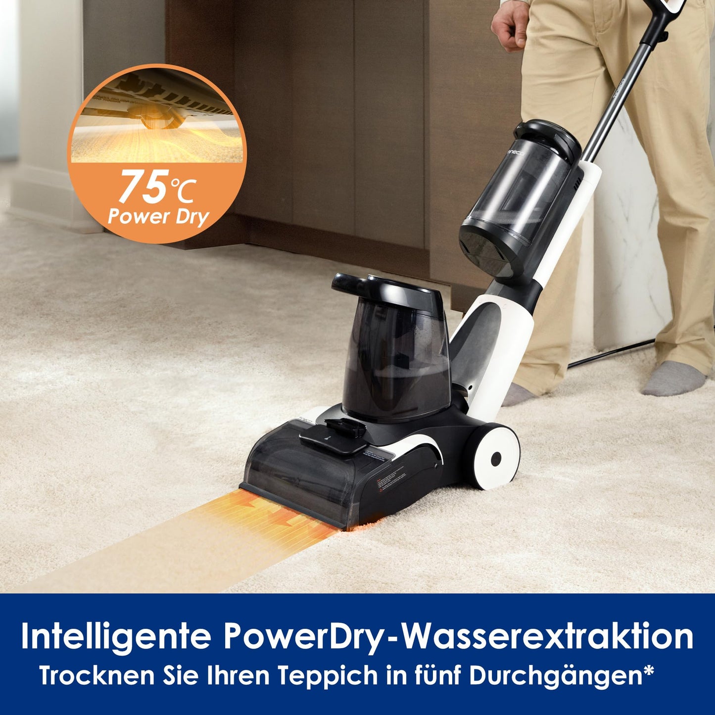 Tineco CARPET ONE PRO Smart Carpet Cleaner and Upholstery Tool, LCD display, lightweight, portable, fast drying, app connectivity.