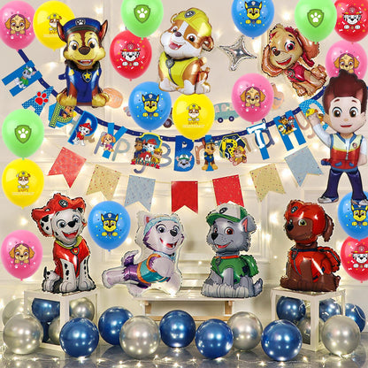 57 Pieces 4th Birthday Decorations Birthday Decor 4 Years Boys Girls Party Decoration Set Happy Birthday Banner, 9 Large Foil Balloons, 20 Latex Balloons, Cake Toppers, Candles, Birthday Hats (Number 4)