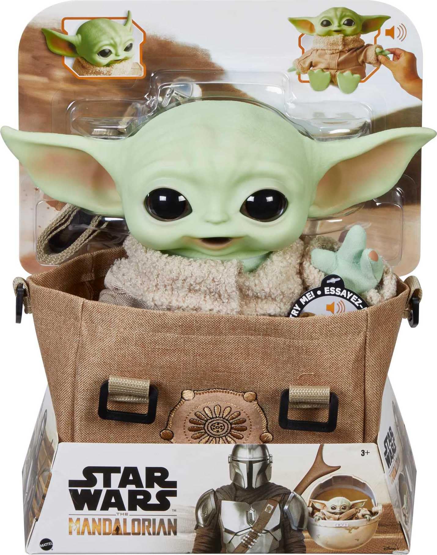 Mattel Disney Star Wars plush figure (approx. 28 cm) HBX33 - "The Child" from "The Mandalorian", for collecting with carrying bag, for fans ages 3 and up.