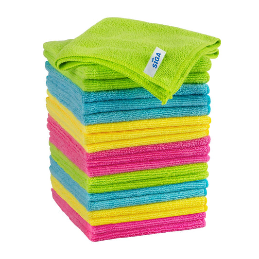MR. SIGA Microfiber Cleaning Cloths Rags Window Cloth Microfiber Towels Dish Towels, 20 pieces, 32 x 32 cm.