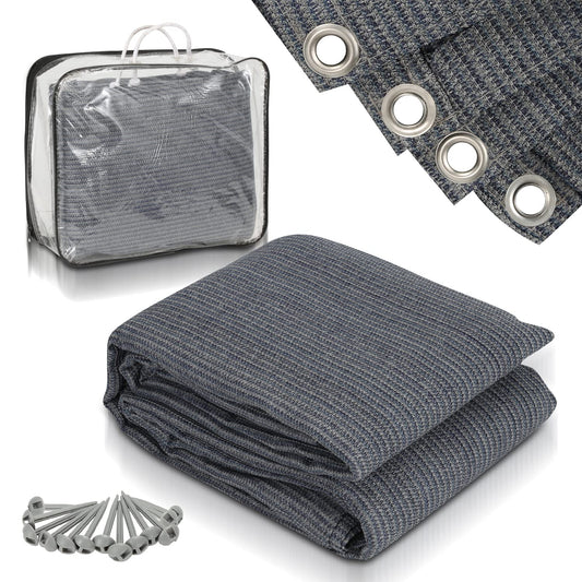 Vigevee awning carpet, tent floor for camping, breathable non-slip, washable, tent carpet with 13 pegs and carrying bag, Grey Blue, 200x200cm