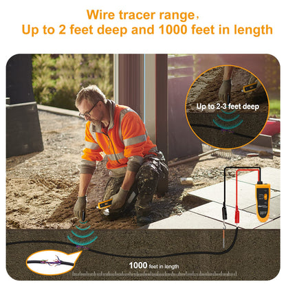 Kolsol F02 underground cable locator, cable locator with headphones, cable tester for pet fence cables, buried cables, irrigation control wires.