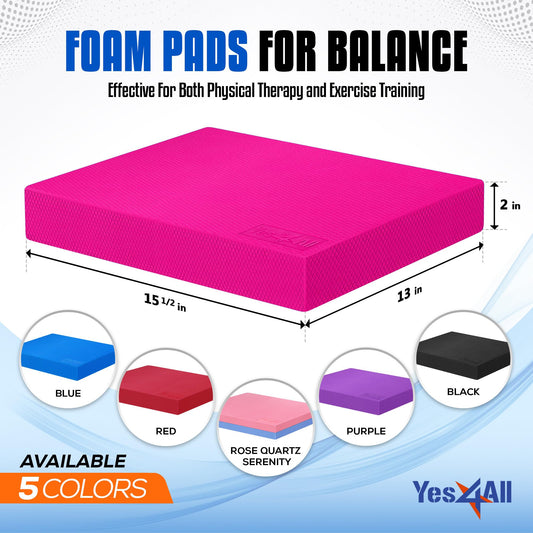 Yes4All MM7B Balance Pad L XL includes balance pad for adults for stability; perfect for fitness workout training at home, work (Pink-L)