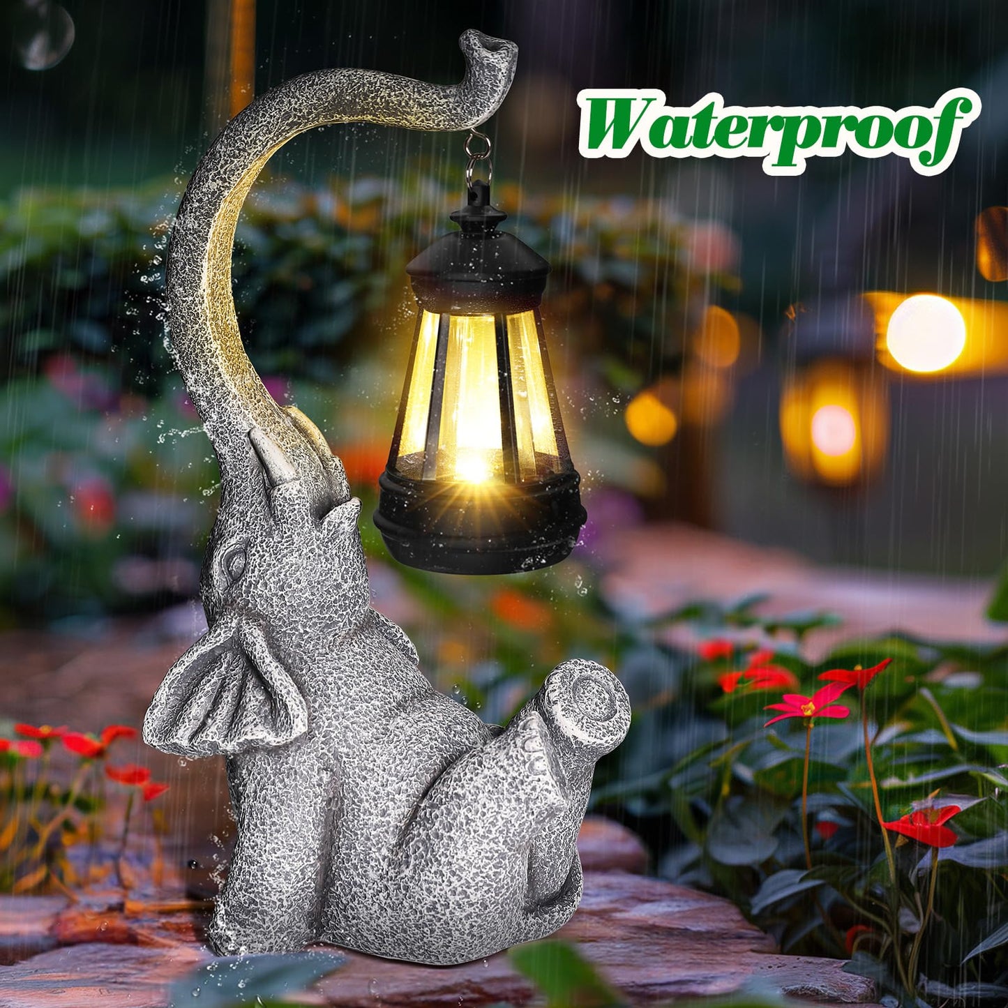 Linkax gifts for women, mom, grandma, solar garden elephant outdoor decor, solar lights for outside, birthday present for women, mom, friend, home terrace balcony living room decoration.