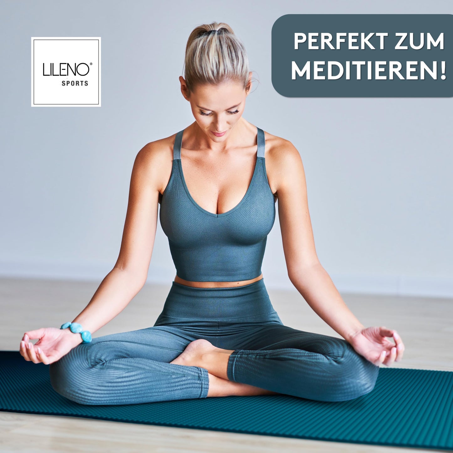 LILENO SPORTS Yoga Mat Caribbean Sea (180x60cm) - Extra non-slip sports and yoga mat in 4mm thickness - Gymnastics and fitness mat for workout and yoga - Sports mat for home